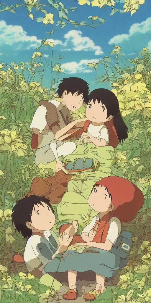 Image similar to greeting card, love, by studio ghibli and hayao miyazaki, warm colors, cozy