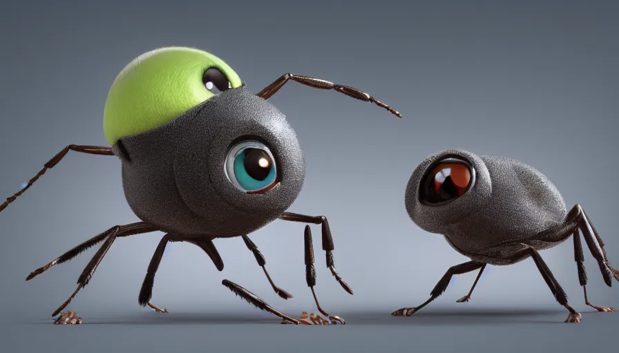 Image similar to very very very cute baby insect creature by Max Kostenko and Bobby Chiu, disney, pixar, MPC, Framestore, character design for animation, uplight, a lineup of characters, big disney eyes, symmetrical eyes, cuteness, 3d render, octane rendered, highly detailed, unreal engine, Trending on Artstation, octane render, 4k, 8k, HD