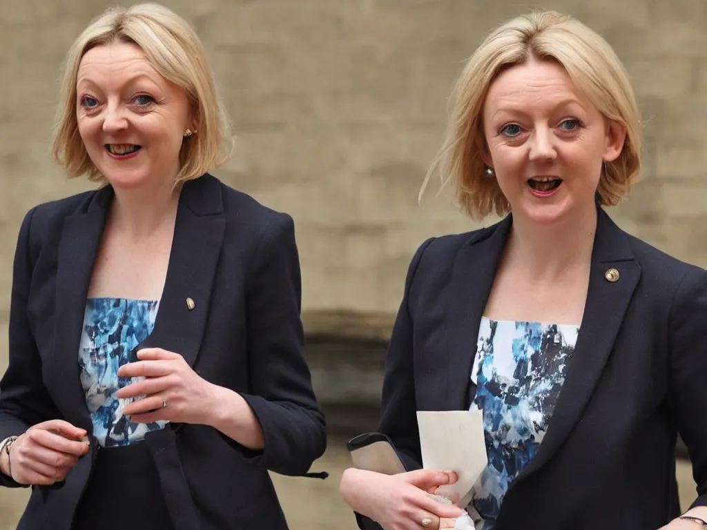 Prompt: liz truss made of nuclear warheads