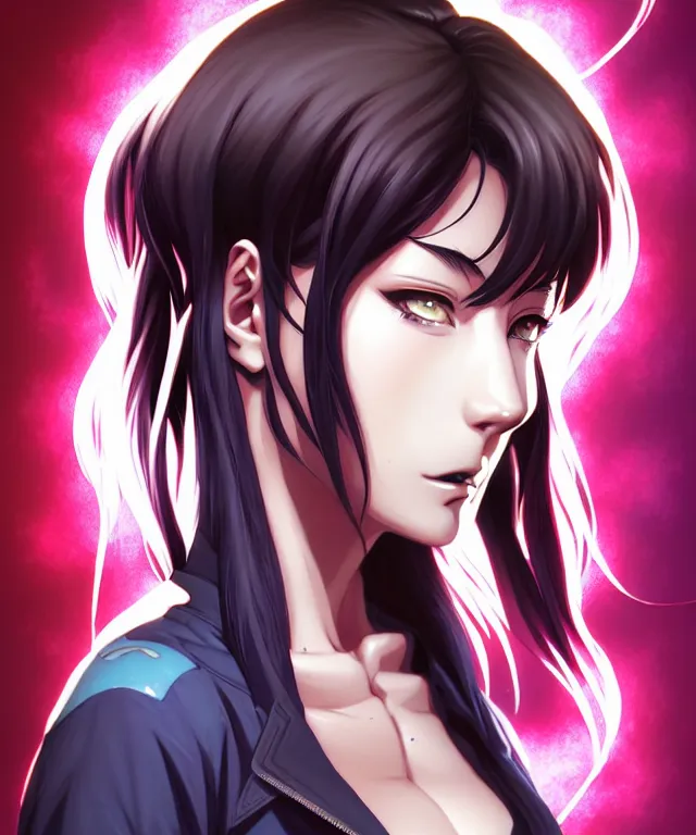 Image similar to a portrait of revy from black lagoon manga, symmetrical eyes, symmetrical face, art by lois van baarle and loish and ross tran and rossdraws and sam yang and samdoesarts and artgerm, digital art, highly detailed, intricate, sharp focus, trending on artstation hq, deviantart, unreal engine 5, 4 k uhd image