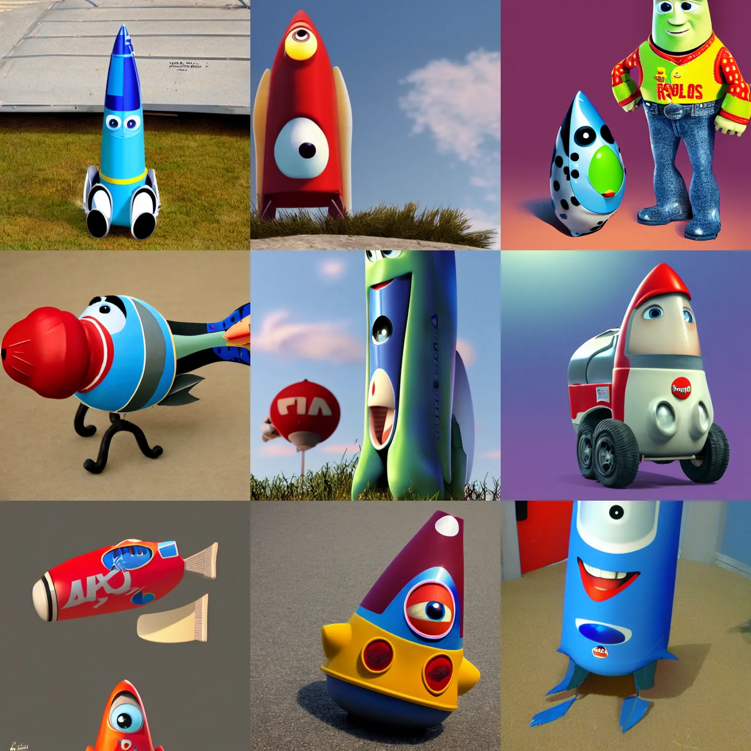 Prompt: sad slouching pixar rocket