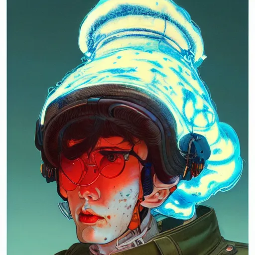 Image similar to prompt : soviet doomer portrait soft light painted by james jean and katsuhiro otomo and erik jones, inspired by akira anime, smooth face feature, intricate oil painting, high detail illustration, sharp high detail, manga and anime 1 9 9 9