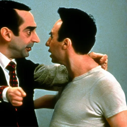 Image similar to Mr Bean and Pee Wee Herman in Fight Club, movie still