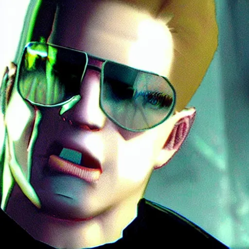 Prompt: albert wesker chewing bubble gum