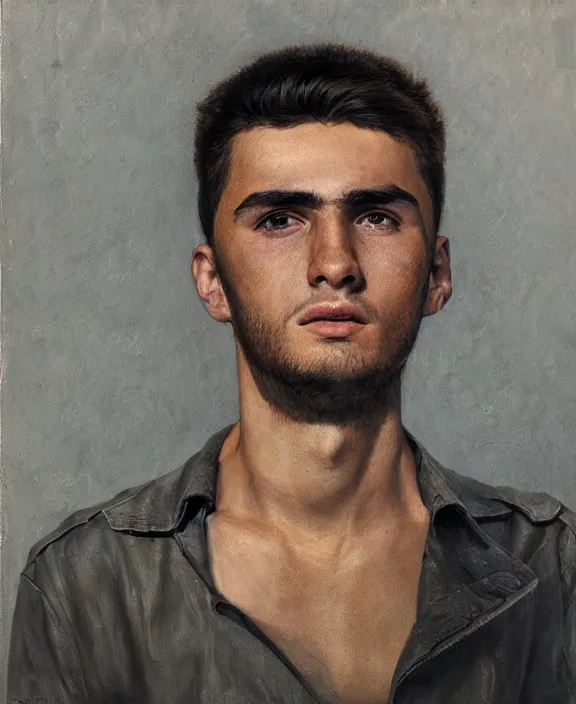 Image similar to heroic portrait of a young spanish man. art by denys tsiperko and bogdan rezunenko, hyperrealism