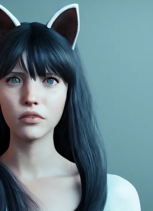 Prompt: girl with cat ears portrait, unreal engine, 3 d render, artstation trending, cgsociety, raytracing, octane render, perfect light, award winning