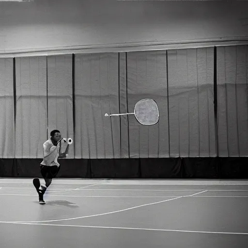 Image similar to rhino playing badminton on a badminton court in a sports hall, professional photo, 3 5 mm,