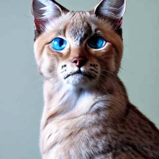 Prompt: lynx point siamese cat bird hybrid, cute, portrait