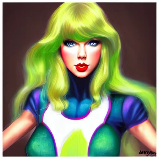 Prompt: Taylor swift cosplaying as shrek, by artgerm, deviantart