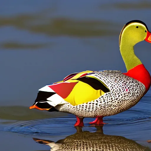 Prompt: a multicolored duck