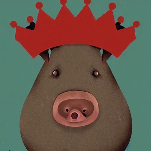 Prompt: pig wearing crown by Dan Matutina