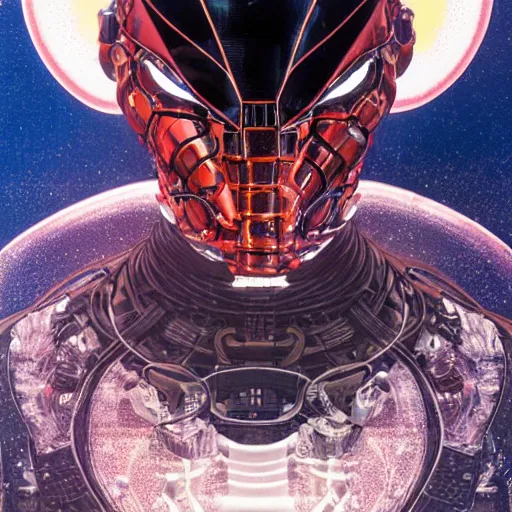 Image similar to man with scifi mask as a god, actuators, carbon fiber, white plastic, bones and wires, soft light painted by james jean and katsuhiro otomo and erik jones, inspired by akira anime, smooth face feature, marvel mcu movie poster, high detail illustration, sharp high detail,