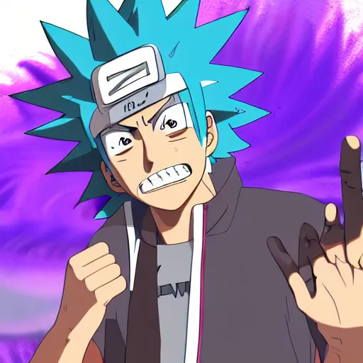 Image similar to Rick Sanchez in Naruto 4K detailed Digital art