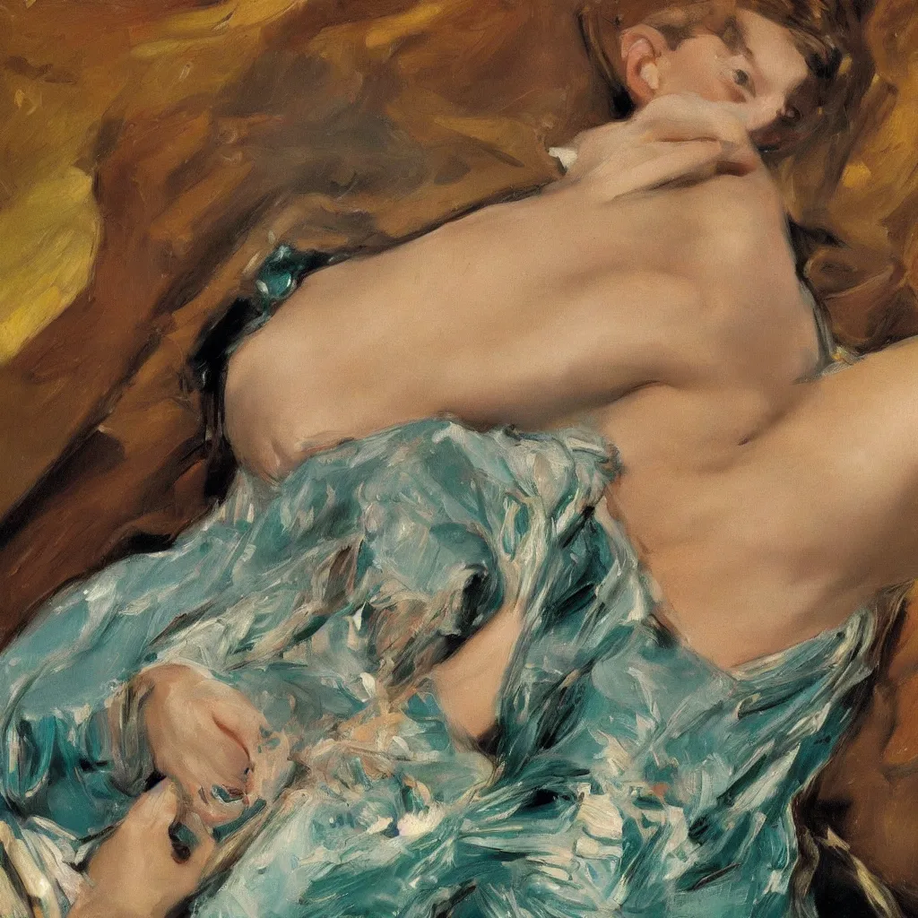 Image similar to high quality high detail painting by lucian freud, jenny savile, john singer sargent, turquoise, hd