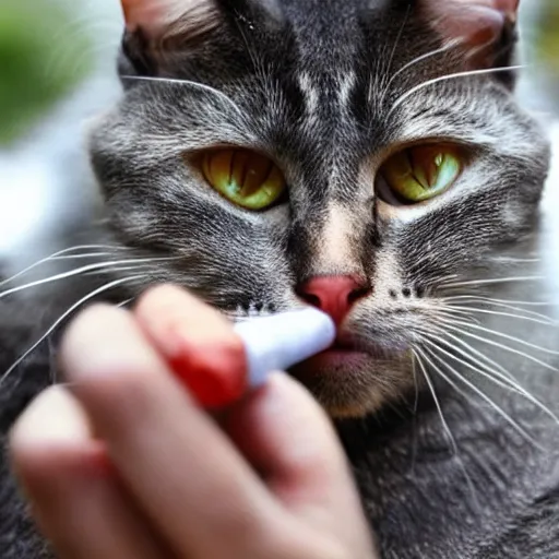 Image similar to a gay cat smoking a cigar