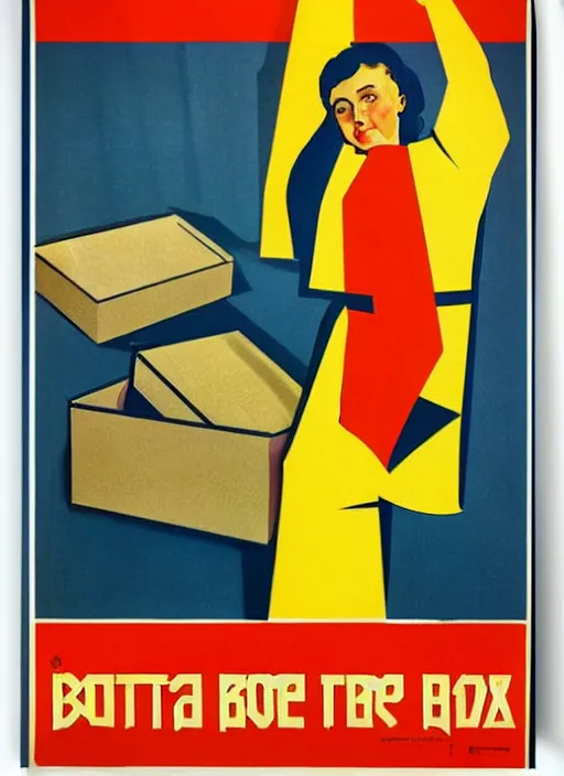 Prompt: soviet propaganda poster of phrase'avoid all boxes ', socialist realism