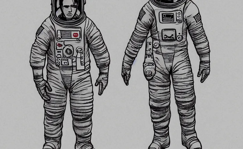 Image similar to full body astronaut sketch, concept art, digital art, in the style of darren bartley, katsuya terada