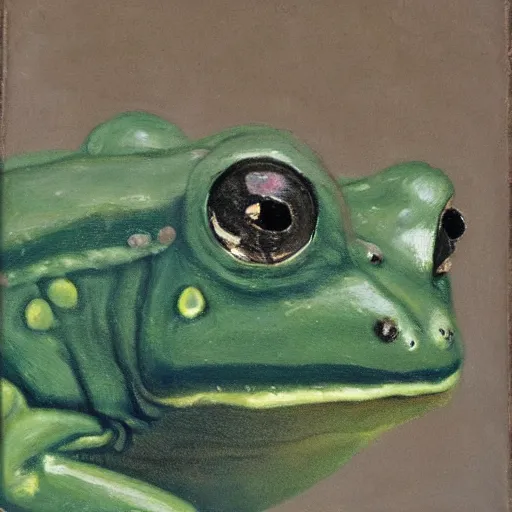 Image similar to Portrait of a frog, Oil on canvas, Musée du Louvre catalog