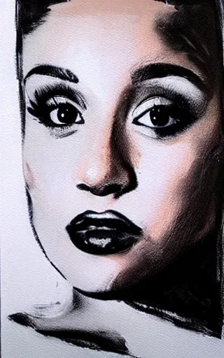 Image similar to painting of Ariana Grande by Guy Denning