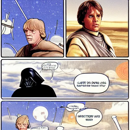 Prompt: Luke skywalker is dreaming about Tatooine