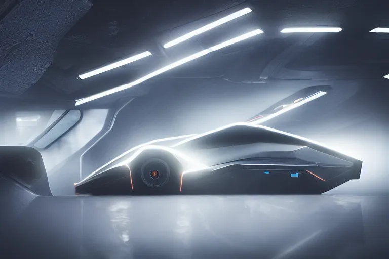 Prompt: a dark glass and plastic surface box shaped vehicle, sci - fi flying vehicle, bladerunner 2 0 4 9, peugeot prestige, side lighting, air conditioner, washing machine, pininfarina, hard surface, studio lighting, unreal engine 5, light background