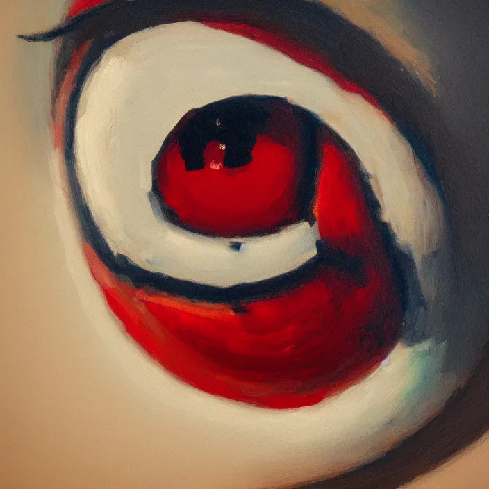 Image similar to a very detailed closeup painting of an eyeball with red veins, very small brushstrokes, in the style of edward hopper and enrico tammekand on artstation and awele benedict on artstation, 4 k,