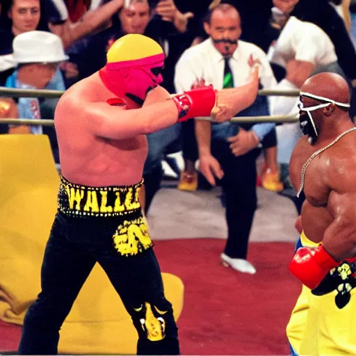 Image similar to wrestlemania mr t punching hulk hogan