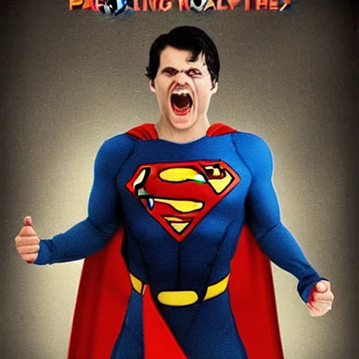 Image similar to painful Superman >yelling<<<< crazy insane