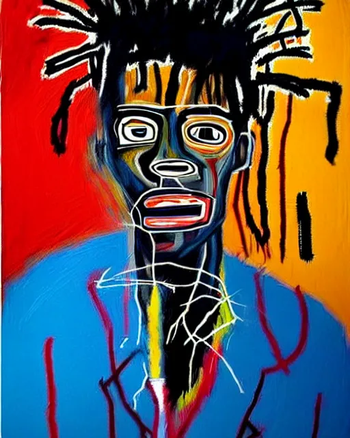 Prompt: stunning realistic painting portrait of jean - michel basquiat