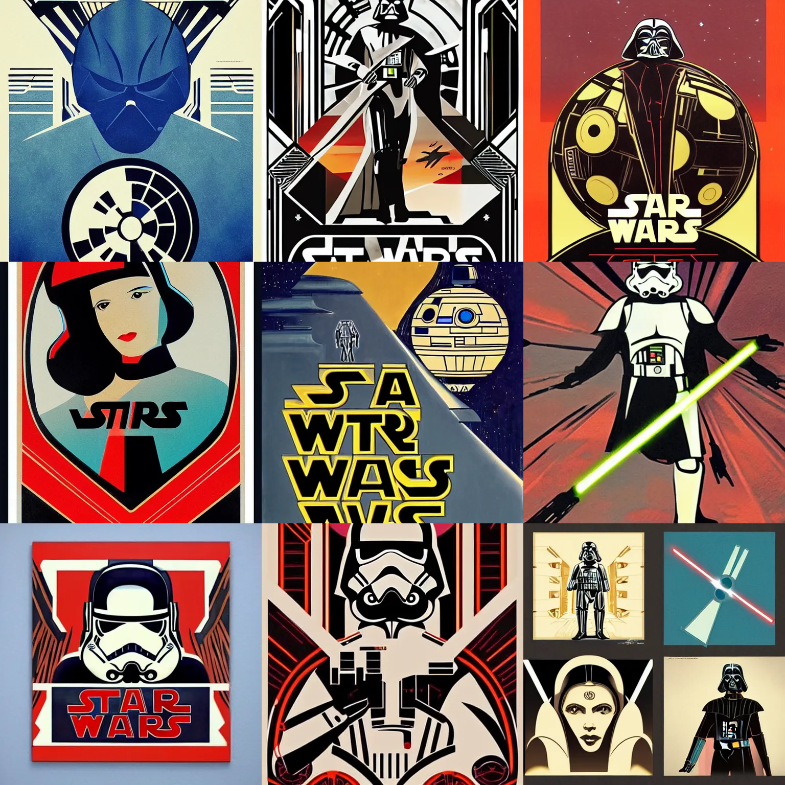 Prompt: Star Wars, art deco,