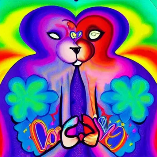 Image similar to “ what is love, painted by lisa frank ”