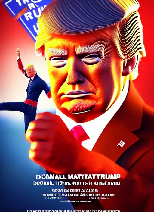 Image similar to donald trump!!!! martial artist!! movie poster, character concept art, sharp focus, octane render! unreal engine 5! highly rendered!! trending on artstation!! detailed linework!! illustration by artgerm, wlop, and chie yoshii