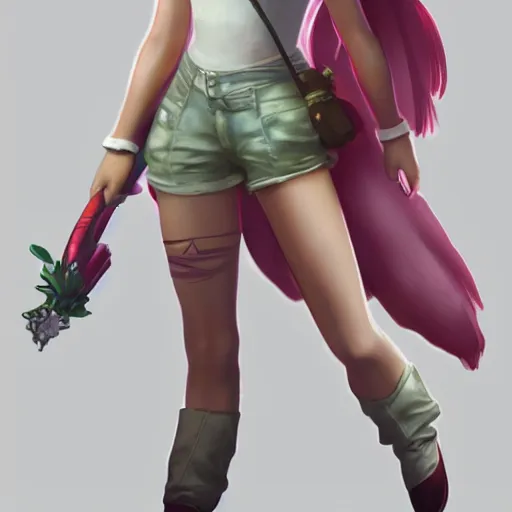 Image similar to full body shot of aerith gainsborough, concept art trending on artstation