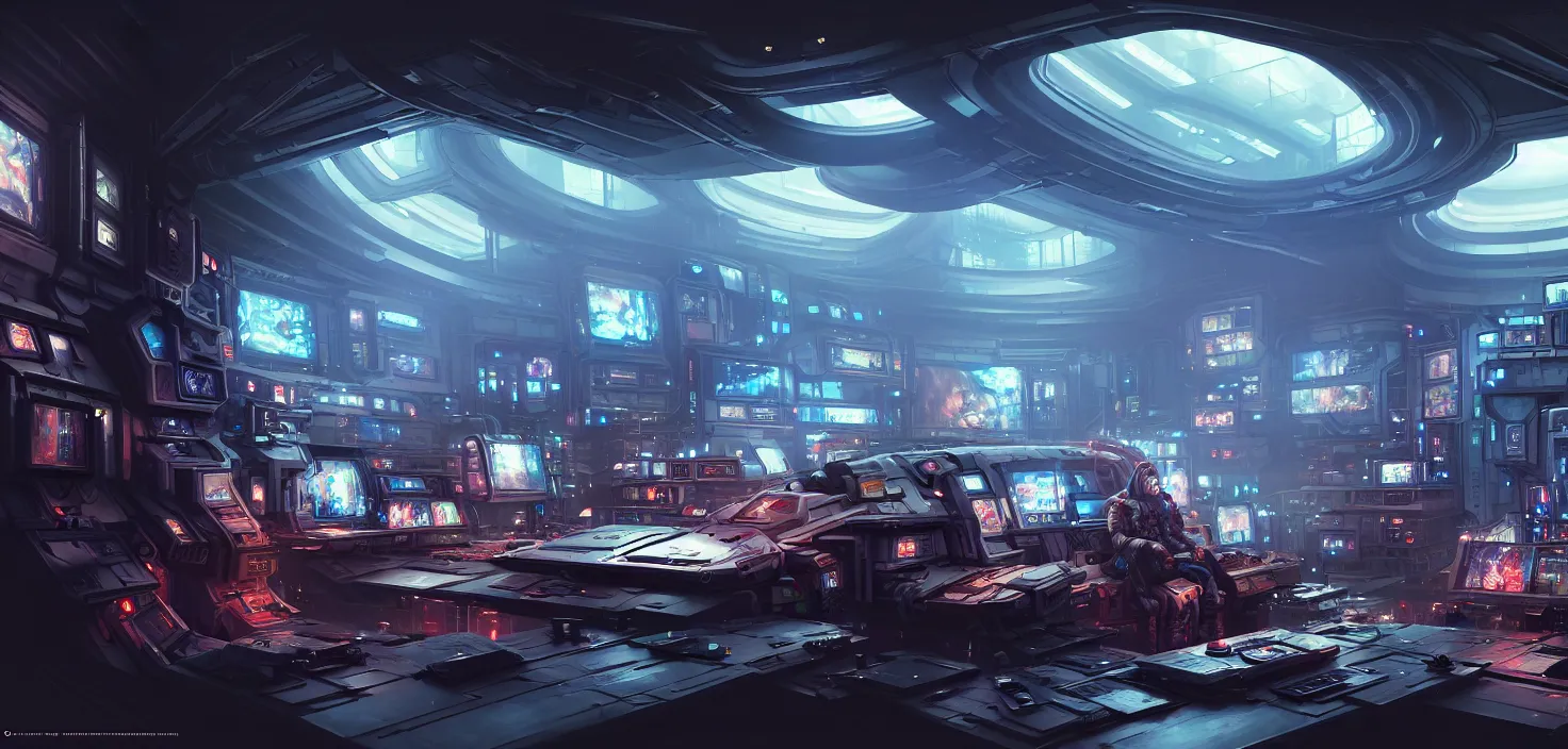 Image similar to a hyper detailed octane render concept art by xision wu, kerem beyit, sandara tang portrait of cyberpunk panel control spaceship room, dim lighting, detailed portraits, unreal engine 5, highly rendered,, digital painting, artstation, concept art, smooth, sharp focus perfect horizontal, symmetry illustration, detailed and intricate environment artstation hq