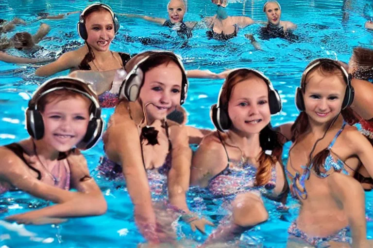 Prompt: Putin and girls at aquatic disco, hyper realistic photo, highly detailed