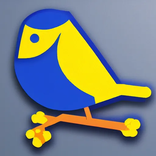 Prompt: blue and yellow icon of a bird