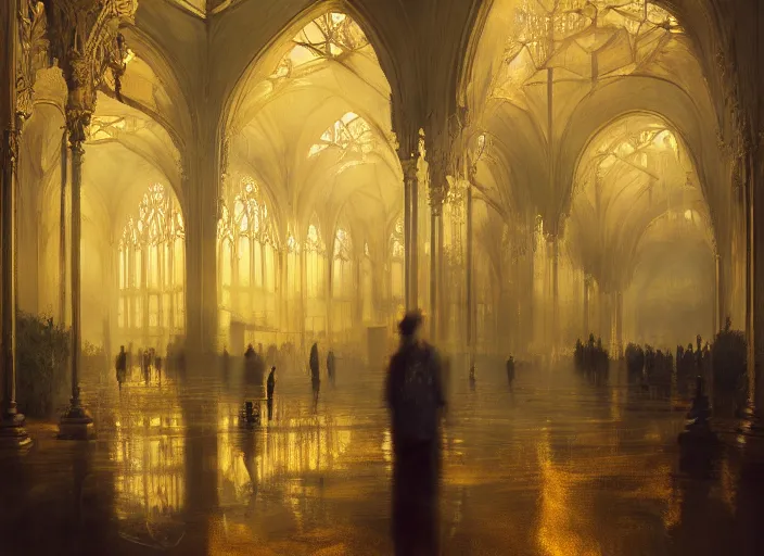 Image similar to the rich house burns all in gold volumetric lighting, digital painting, highly detailed, artstation, sharp focus, illustration, concept art, ruan jia, steve mccurry, amazing composition, gothic arch frame