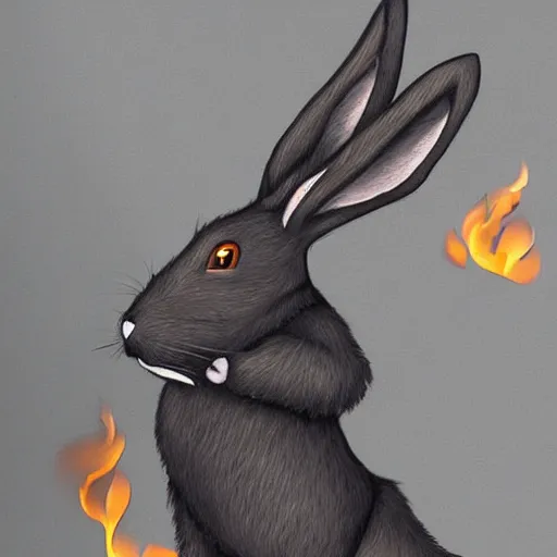 Image similar to blacksmith rabbit fursona detailed fire smoke anvil hammer photograph