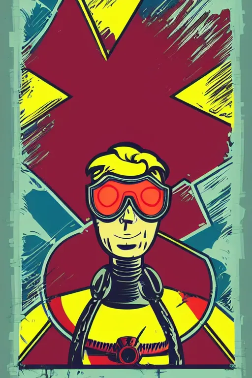 Image similar to fallout 7 6 retro futurist illustration art by butcher billy, sticker, colorful, illustration, highly detailed, simple, smooth and clean vector curves, no jagged lines, vector art, smooth andy warhol style