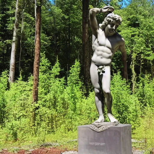 Image similar to Dionysus statue in forest