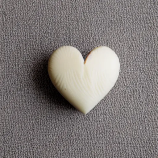 Image similar to intricate heart delicately carved into block of ivory, c anon 5 d 5 0 mm lens