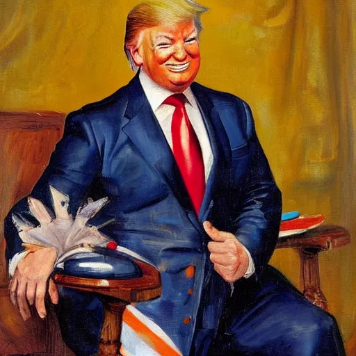 Prompt: oil painting portrait of donald trump, Frans Hals style