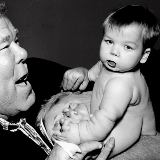 Image similar to william shatner eating a baby