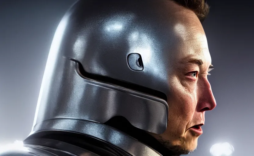 Image similar to Elon Musk in armor. daylight. sunlight. light fixtures. 8K. detailed. photorealism. artstation. 25mm f/1.7 ASPH Lens. ultra realistic