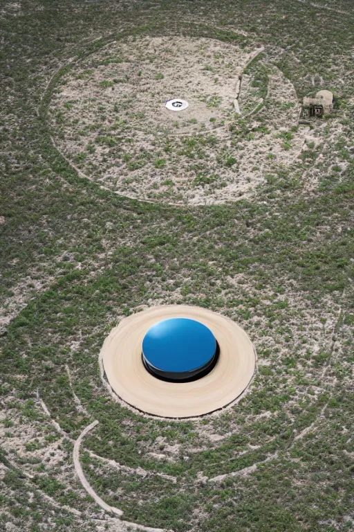 Image similar to a circular time portal in the desert through which an ancient jungle is visible