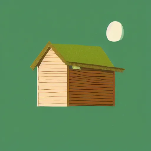 Prompt: a 2 d minimalist illustration of a cabin in the woods