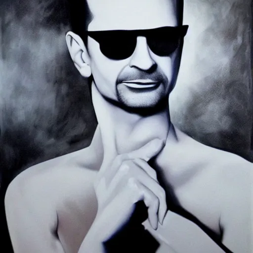 Prompt: Dave Gahan from depeche mode with sunglasses, painting