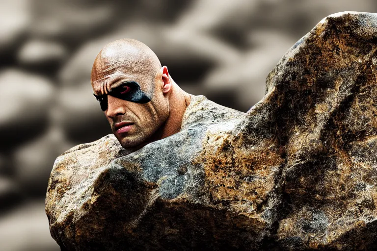 Image similar to film still of the rock in a rock costume, 4 k bokeh