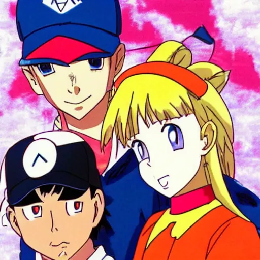 Prompt: ash ketchum confessing his love to ivanka trump, sprite, vaporwave nostalgia, directed by beat takeshi, visual novel cg, 8 0 s anime vibe, kimagure orange road, maison ikkoku, sketch by akira toriyama