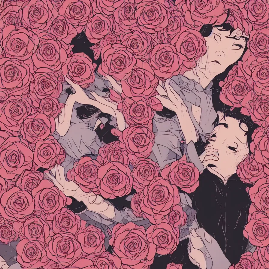 Image similar to portrait, princess, roses, satoshi kon, ethereal, glossy, laurie greasley, unconscious, illusions, intuition